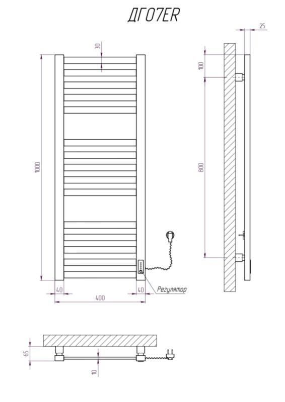 Полотенцесушитель электрический KOSSER Герда 1000х400/15 ER тайм. белый