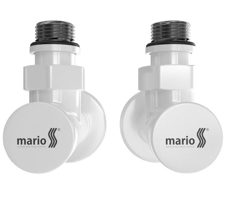 Краны угловые удлиненнные Mario, G 1/2" комплект 2 шт, белый глянец