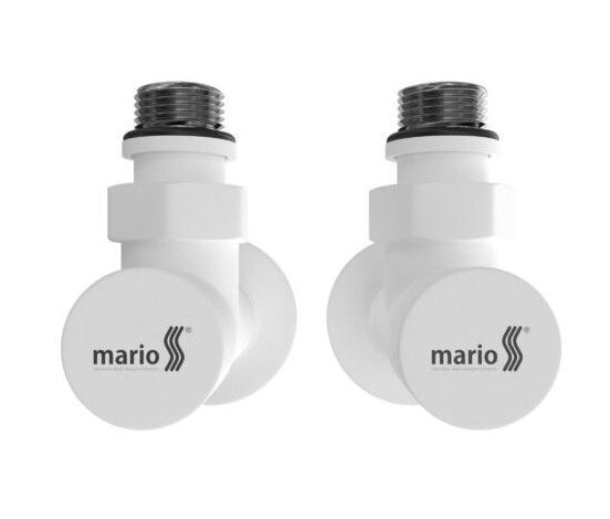 Краны угловые удлиненнные Mario, G 1/2" комплект 2 шт, белый мат