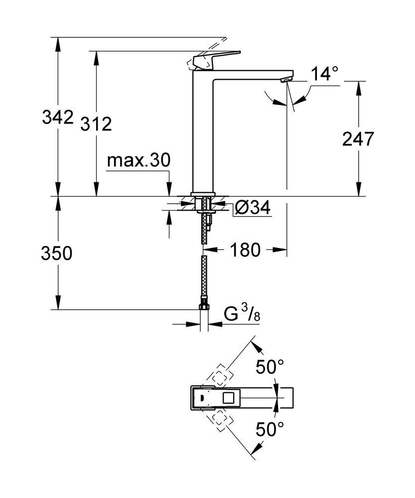 Eurocube Смеситель однорычажный для раковины XL-Size (23406000)