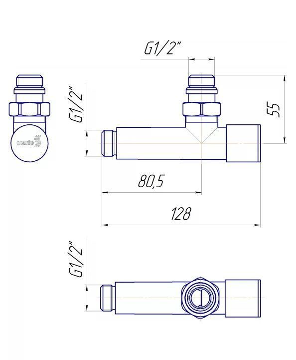 Краны угловые удлиненные Mario, G1/2" комплект 2 шт, золото