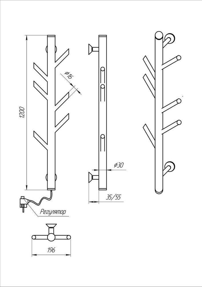 Рушникосушка електрична KOSSER Стійка 1200х30 ELR