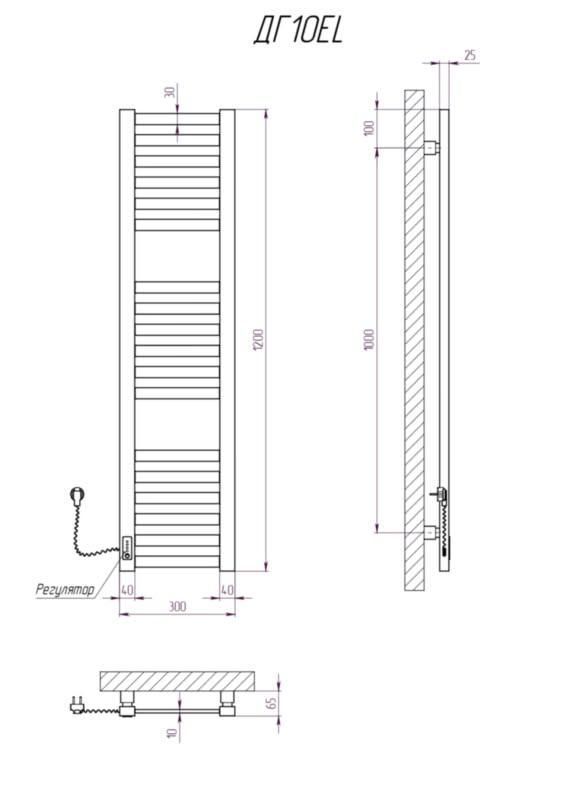 Рушникосушка електрична KOSSER Герда 1200х300/18 EL тайм. біла