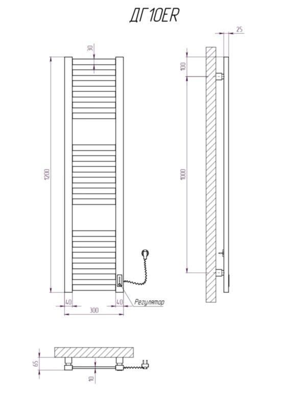 Полотенцесушитель электрический KOSSER Герда 1200х300/18 ER тайм. белый