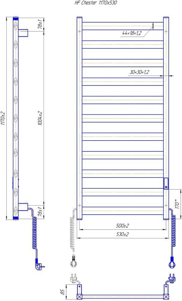 Рушникосушка електрична HF Chester 1170х530 білий мат TR 4.0