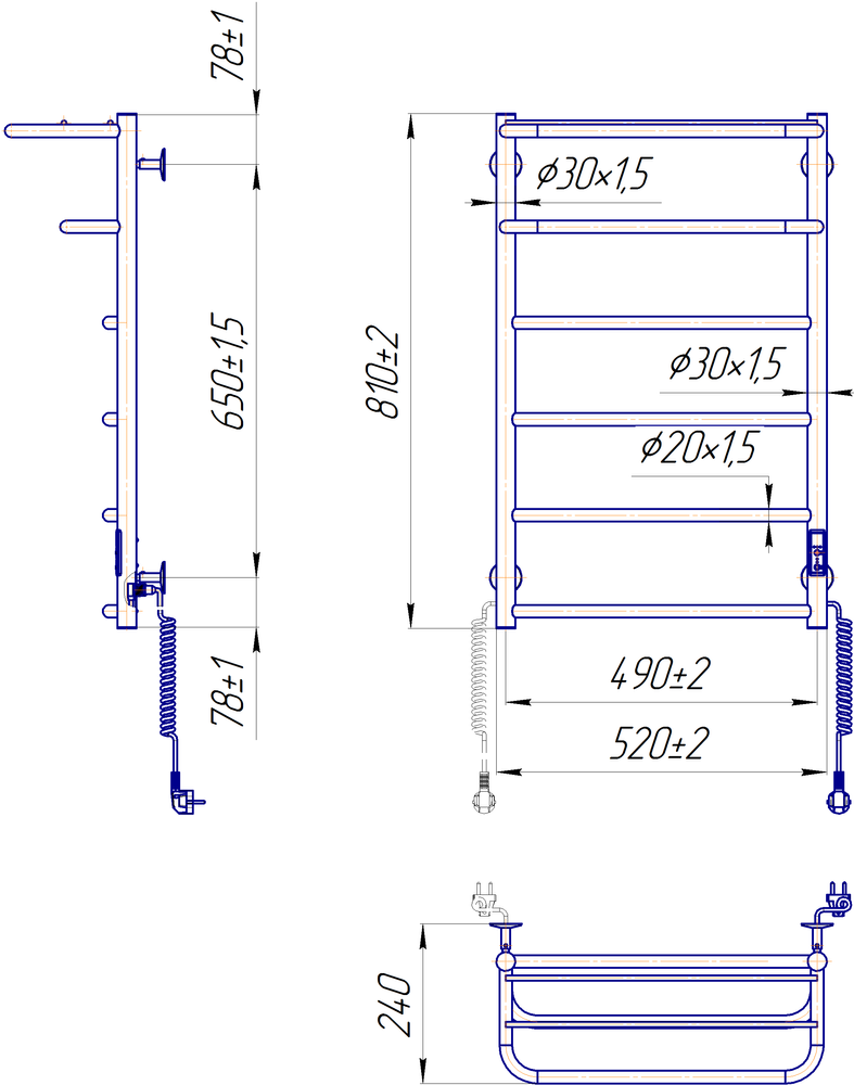 Полотенцесушитель электрический Hotel-I 800х530/240 TR К