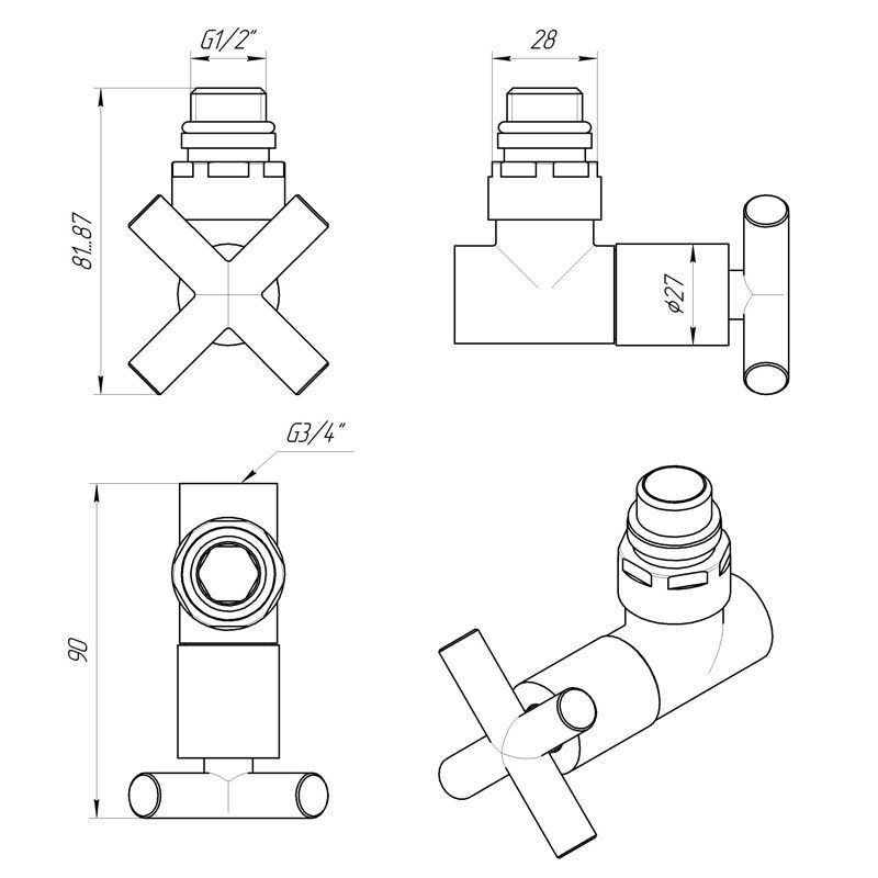 Кран кутовий Laris 1/2" - 3/4" Еліт 2шт. (ZZ-4704)