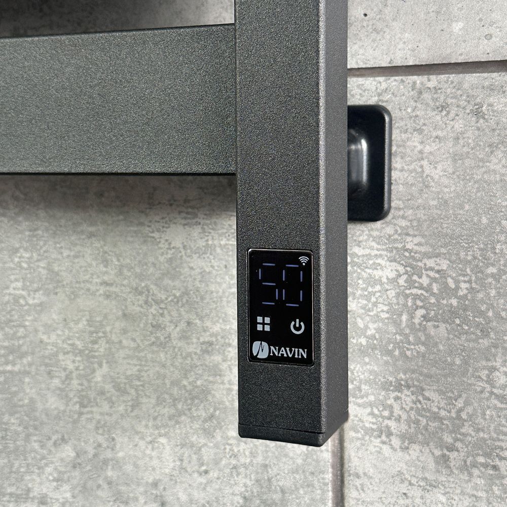 Полотенцесушитель электрический Navin&nbsp;Largo 1100х500 Sensor с Wi-Fi, широкий правосторонний, чёрный муар