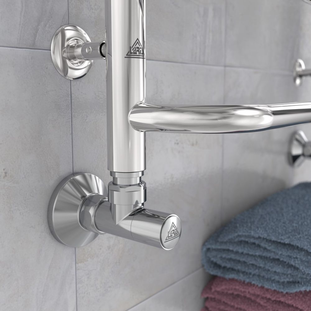 Кран кутовий Laris Звичайний 1/2" - 3/4" + ексцентрики 2шт. (LX-4701)