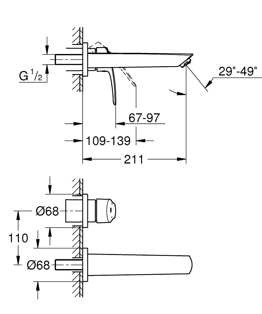 Eurosmart New Змішувач для раковини на 2 отвори M-Size (29338003)