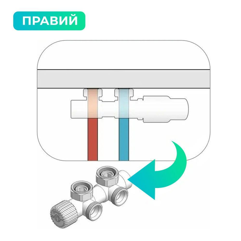 Комплект термостатический Vario Term TWINS 50 мм, угловой, правый, белый