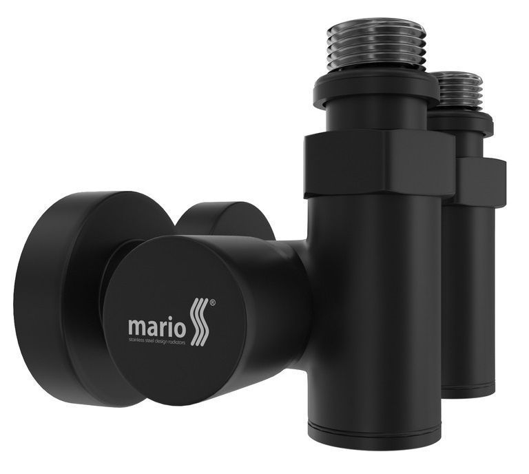 Краны угловые под ТЭН Маріо G1/2", комплект 2шт. черный мат